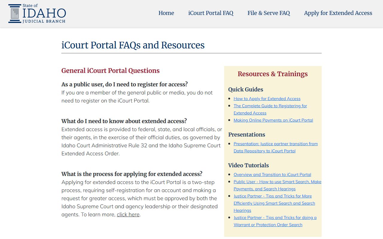 Latah County arrest records and court charges iCourt public user information